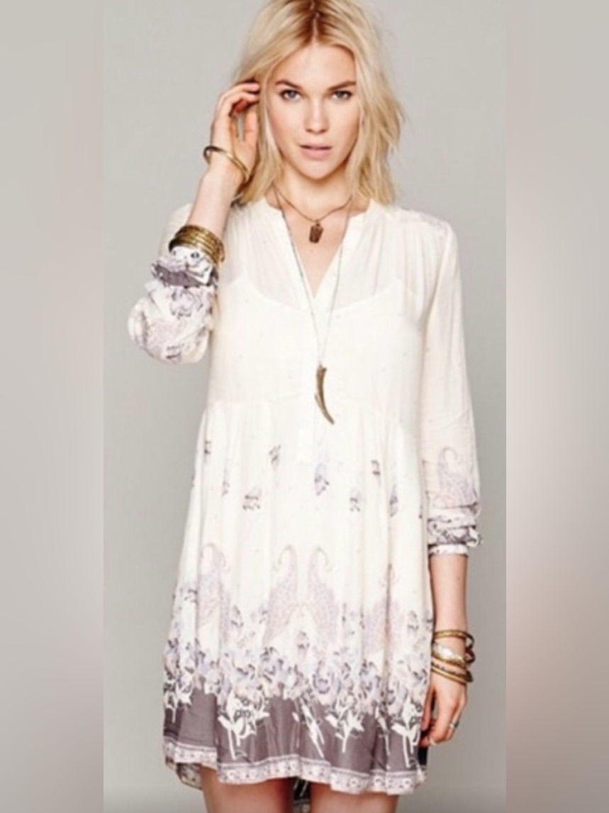 Free People Sierra Valley Boho Tunic Dress Blouse Sz Medium